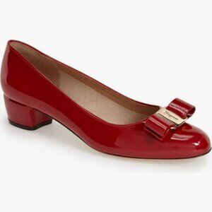 Salvatore  Ferragamo Vara Pump, Red Patent Leather, Size 7.5